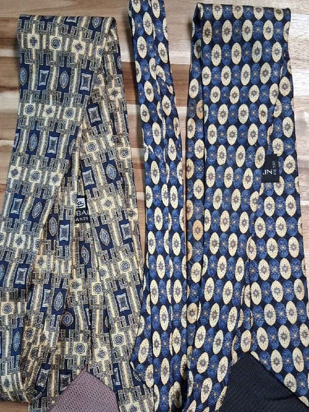 3 Pierre Balmain Paris Silk Ties Abstract Geometric Blue Gold Green Purple